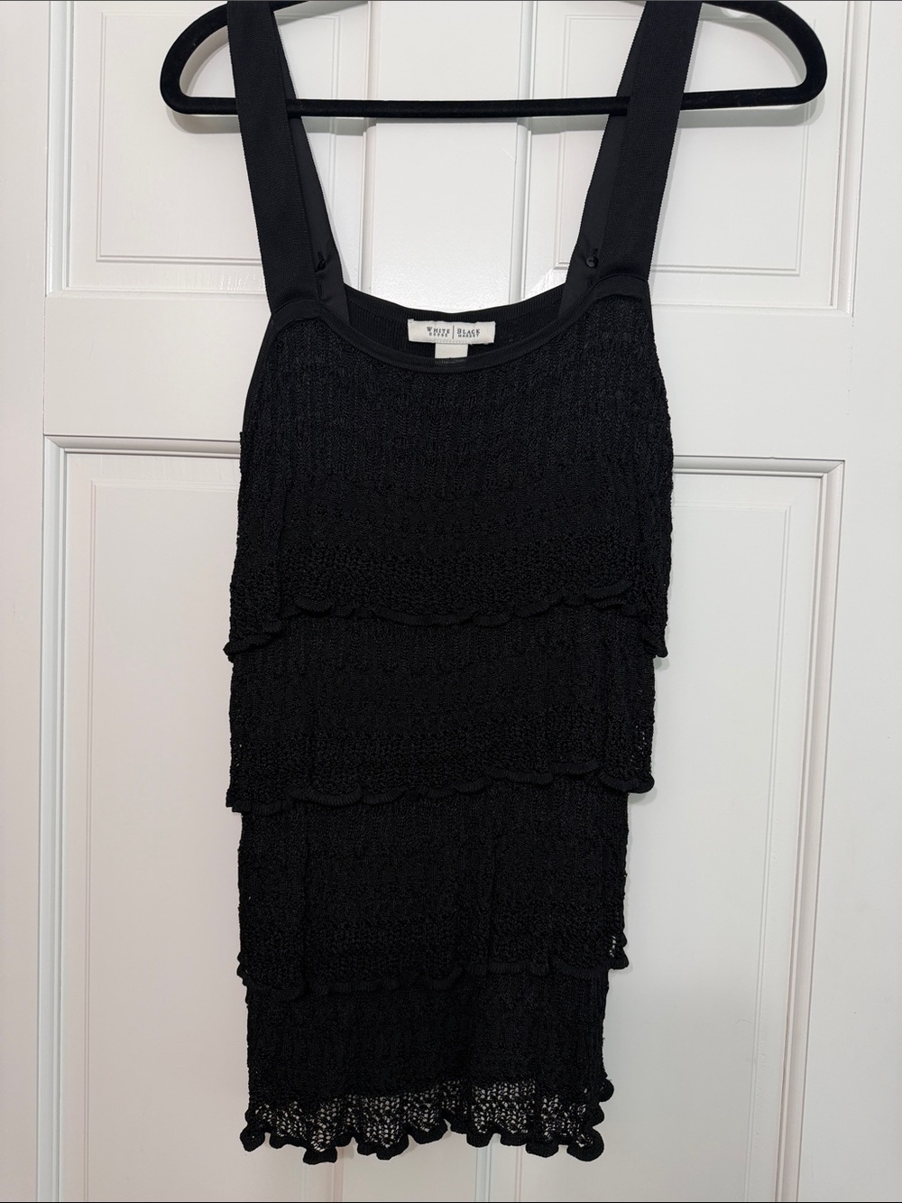 White House Black Market Black Ruffle Tank Top